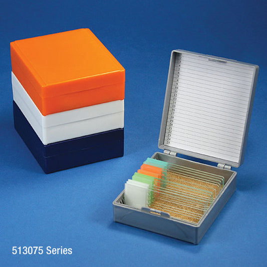 Globe Scientific 513075W Slide Box for 25 Slides Cork Lined White