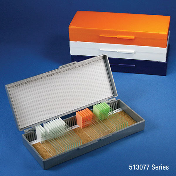 Globe Scientific 513077Y Slide Box for 50 Slides Cork Lined Yellow