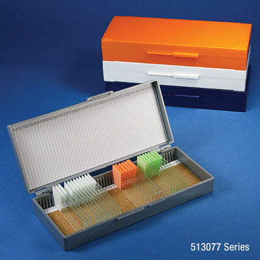 Globe Scientific 513077N Slide Box for 50 Slides Cork Lined Orange