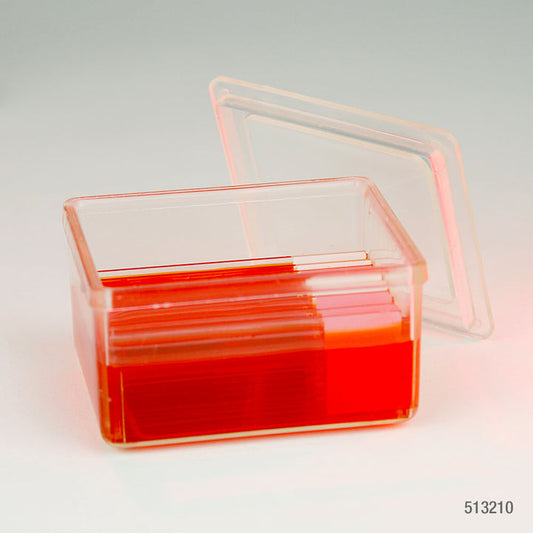 Globe Scientific 513210 Slide Staining Jar with Lid PMP for 10 slides (20 back-to-back) Schifferdecker Type