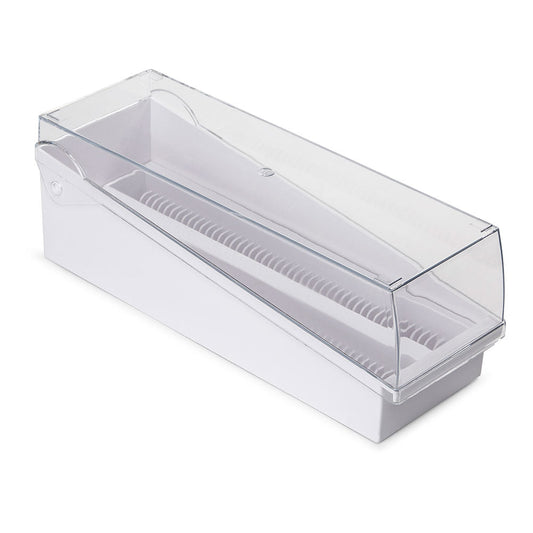 Globe Scientific 513250W Slide Storage Box with Hinged Lid and Removable Draining Tray 100-Place for up to 200 Slides ABS White 6/Unit