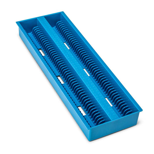Globe Scientific 513252B Slide Draining Tray 100-Place for up to 200 Slides ABS Blue 12/Unit