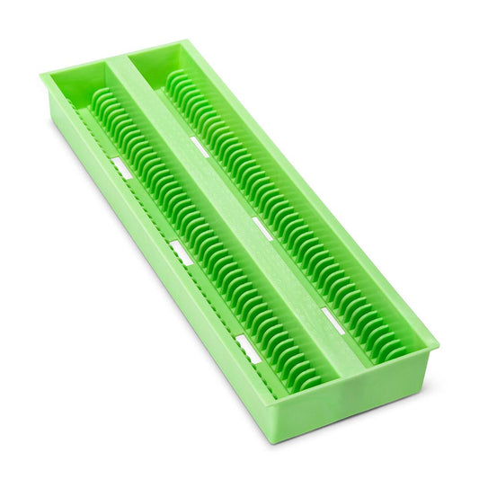 Globe Scientific 513252G Slide Draining Tray 100-Place for up to 200 Slides ABS Green 12/Unit