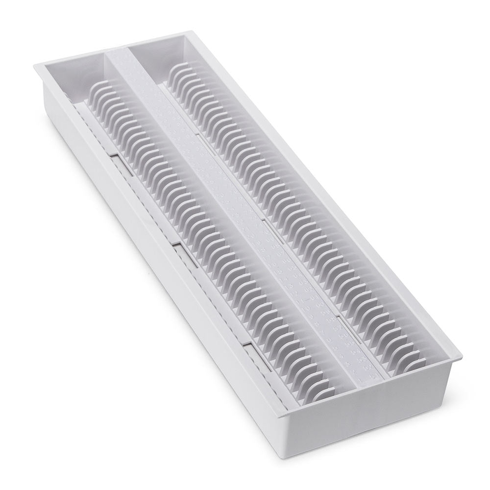 Globe Scientific 513252W Slide Draining Tray 100-Place for up to 200 Slides ABS White 12/Unit