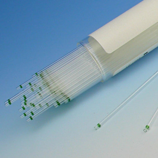 Globe Scientific 51608 Capillary Tube Microhematocrit Soda Lime Glass Green Tip Ammonium Heparinized 100/Vial 10 Vials/Unit