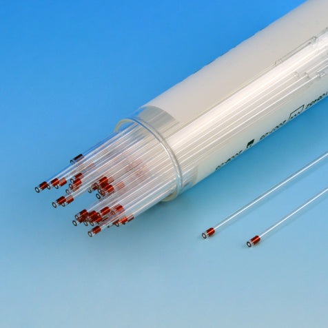 Globe Scientific 51613 Capillary Tube Microhematocrit Soda Lime Glass Red Tip Sodium Heparinized 100/Vial 10 Vials/Unit