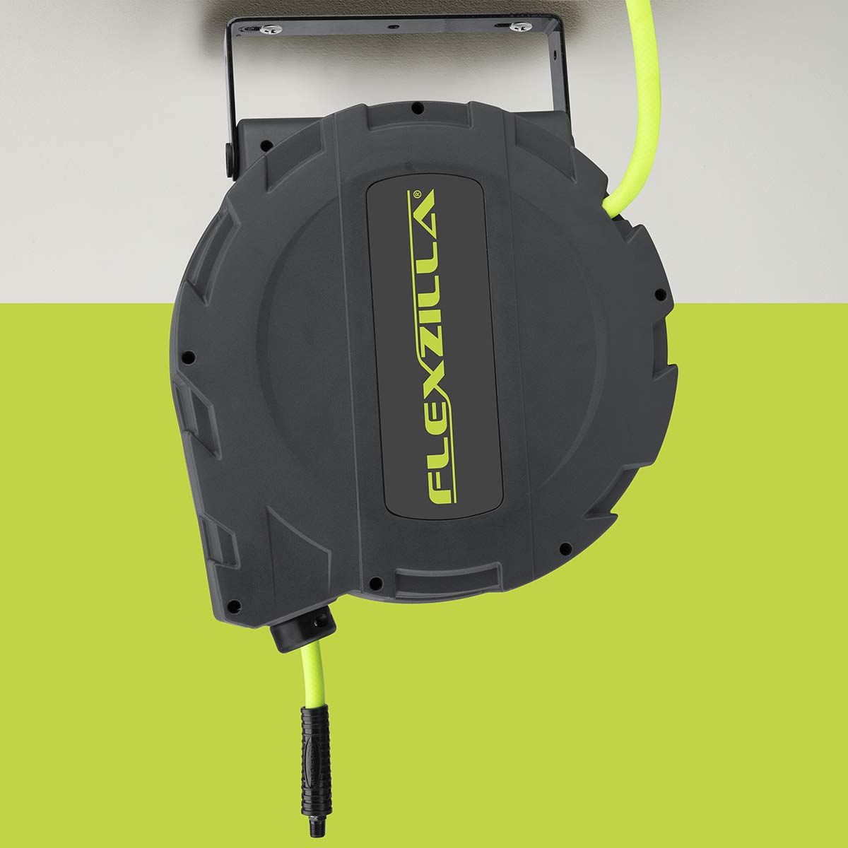 FlexZilla L8232FZ Enclosed Plastic Retractable Air Hose Reel, 3/8" x 30'