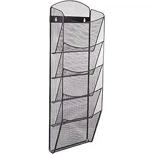 Safco SAF5578BL Mesh Literature Organizer - 5 Pocket(S) - 28.3" Height X 10.3" Width X 3.5" Depth - Wall Mountable - Black - Steel - 1Each