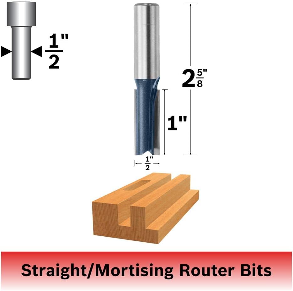 Bosch 85427M 1/2 In. X 1 In. Carbide Tipped 2-Flute Straight Bit