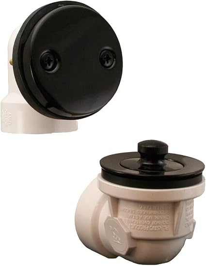Jones Stephens B0711BL Black Two-Hole Lift and Turn Bath Waste Kit, Standard Half Kit, PVC