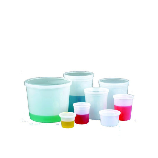Globe Scientific 271009W Container Multi-Purpose PE Economy Style 8oz (240mL) Tall Style Separate Snap Lid White
