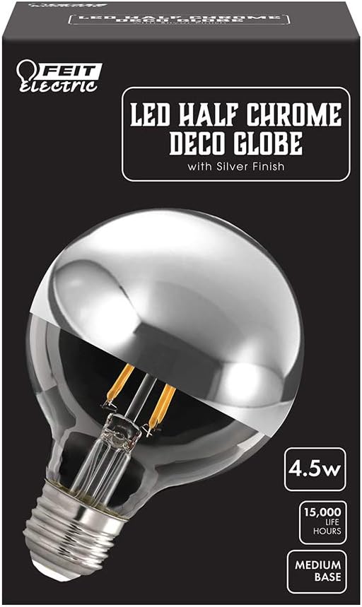 Feit Electric G2540/CHR/827/FIL G25 Chrome Dome Top Decorative LED Light