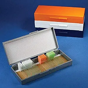 Globe Scientific 513077W Slide Box for 50 Slides Cork Lined White