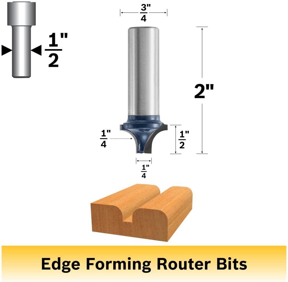 Bosch 85471M 1/4 In. X 1/2 In. Carbide Tipped Plunge Roundover Bit