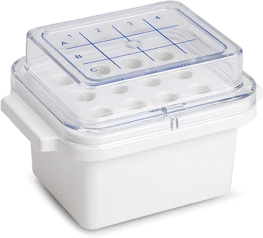 Globe Scientific 454030 CryoCool Mini Cooler Quick Freeze 12-Place (3x4) for 1.5mL Tubes White