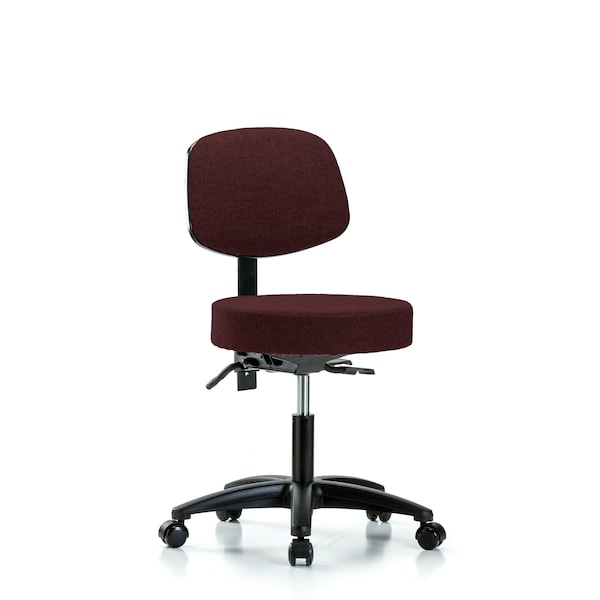 Blue Ridge Ergonomics FDHST-RG-T1-RC-F41 Rutledge Fabric Stool with Back - Desk Height with Seat Tilt & Casters in Burgundy Fabric
