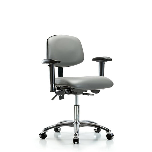 Blue Ridge Ergonomics VDHCH-CR-T0-A1-CC-8840 Rutledge Vinyl Chair Chrome - Desk Height with Adjustable Arms & Casters in Sterling Supernova™ Vinyl
