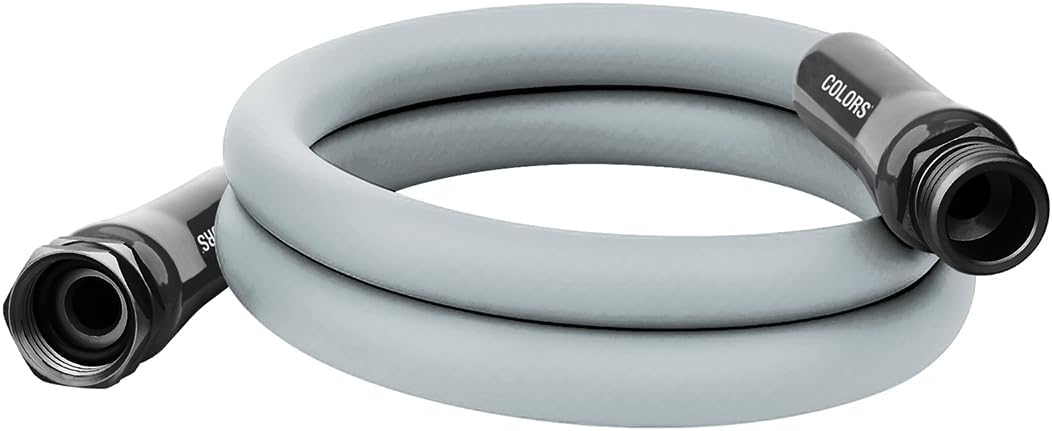 Colors HFZC505GY Std Grip Garden Hose 5/8" x 5' 3/4" - 11 1/2 GHT Fittings, Slate Gray