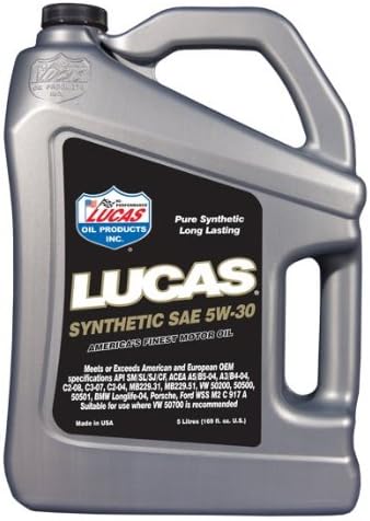 Lucas Oil 10206 Synthetic SAE 5W-30 ACEA C3 API SP Motor Oil/1.32 U.S. Gallon (5 L)