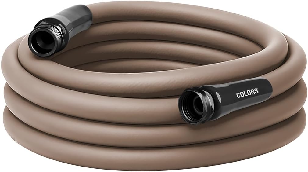 Colors HFZC525BR Std Grip Garden Hose 5/8" x 25' 3/4" - 11 1/2 GHT Fittings, Brown Mulch