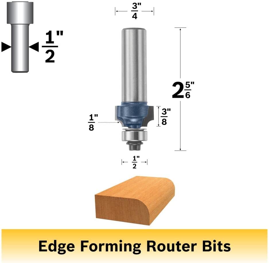 Bosch 85588M 1/8 In. X 3/8 In. Carbide Tipped Roundover Bit