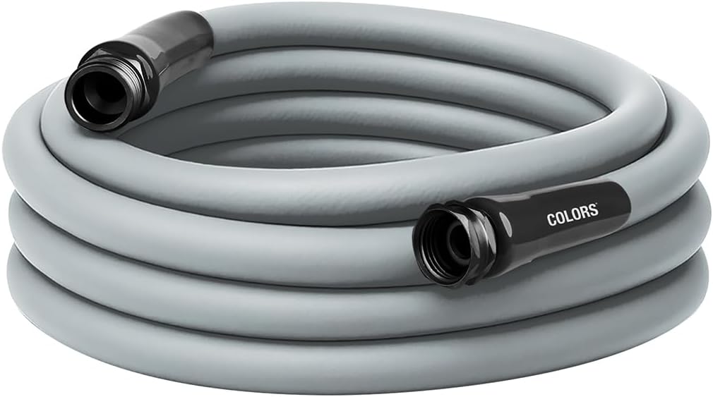 Colors HFZC525GY-E Std Grip Garden Hose 5/8" x 25' 3/4" - 11 1/2 GHT Fittings, Slate Gray