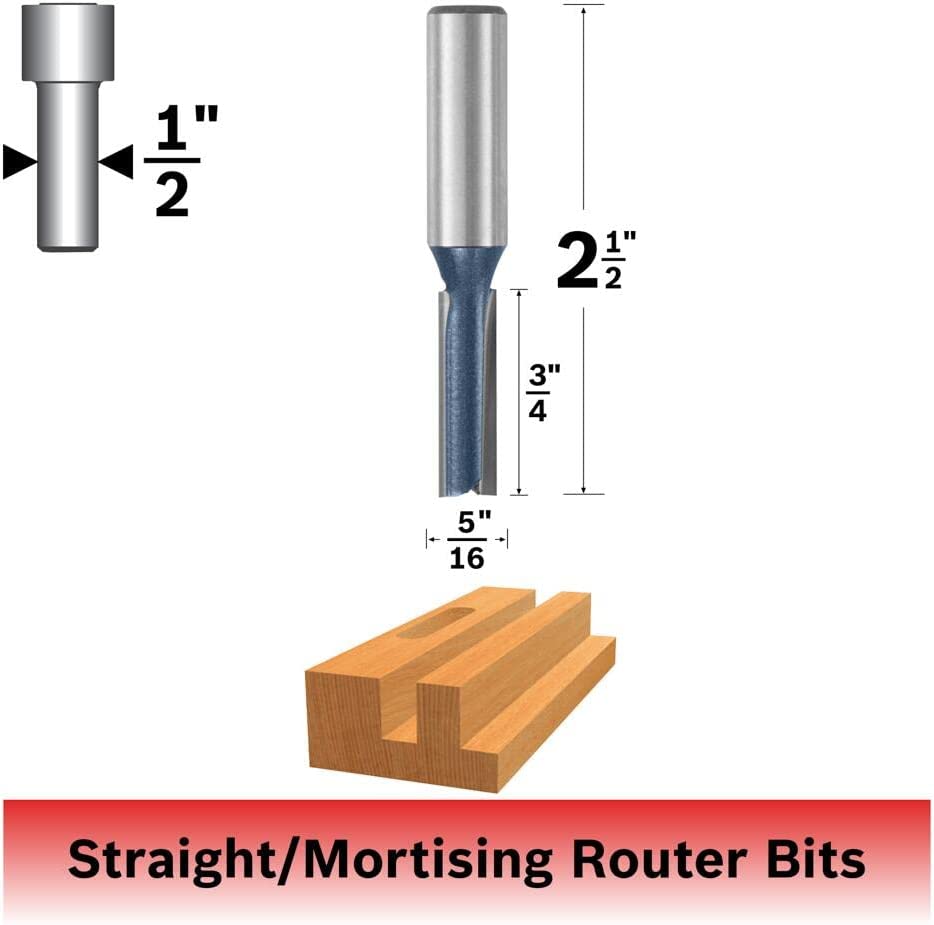 Bosch 85274M 5/16 In. X 3/4 In. Carbide Tipped 2-Flute Straight Bit