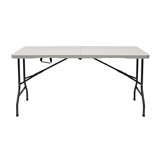 Iceberg ICE65453 Indestructable Too Bi-Fold Folding Table - Rectangle Top - 4 Legs - 60" Table Top Width X 30" Table Top Depth X 2" Table Top Thickness - 29" Height - Platinum, Powder Coated