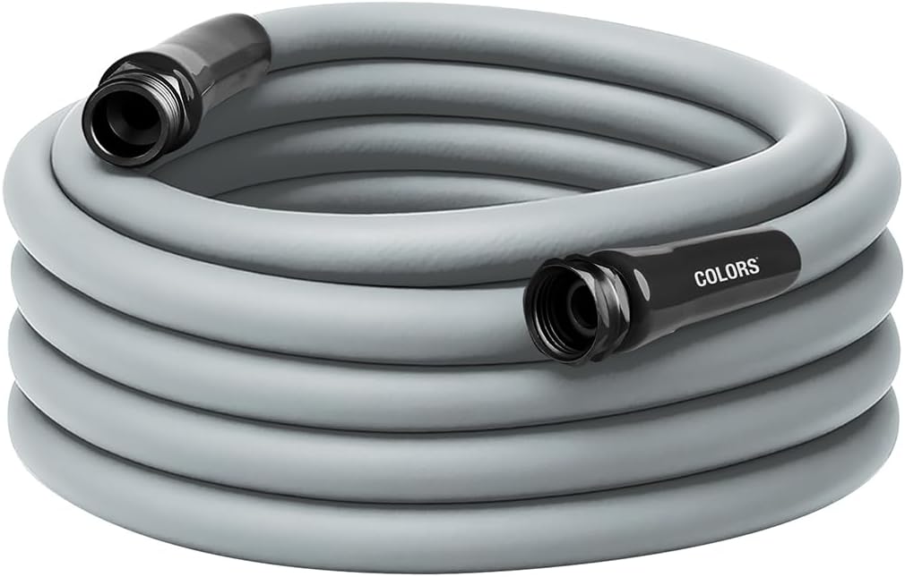 Colors HFZC550GY-E Std Grip Garden Hose 5/8" x 50' 3/4" - 11 1/2 GHT Fittings, Slate Gray