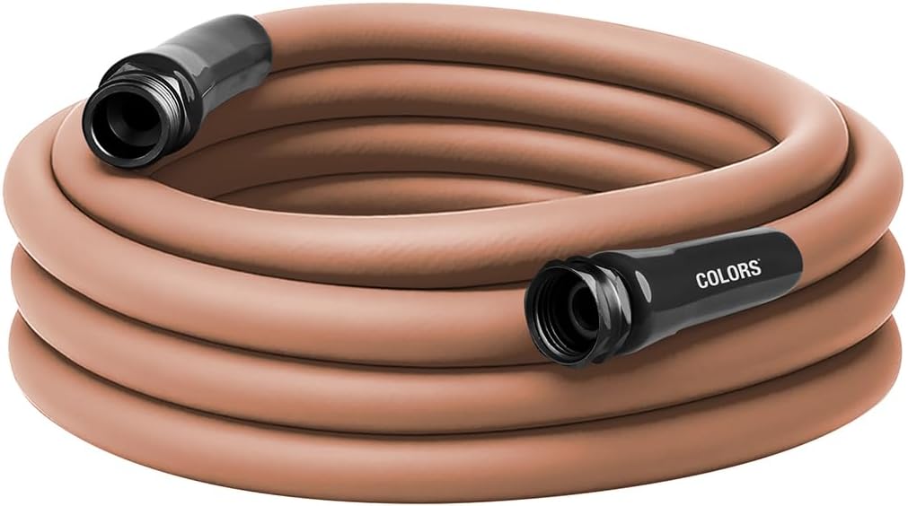 Colors HFZC525TC-E Std Grip Garden Hose 5/8" x 25' 3/4" - 11 1/2 GHT Fittings, Red Clay