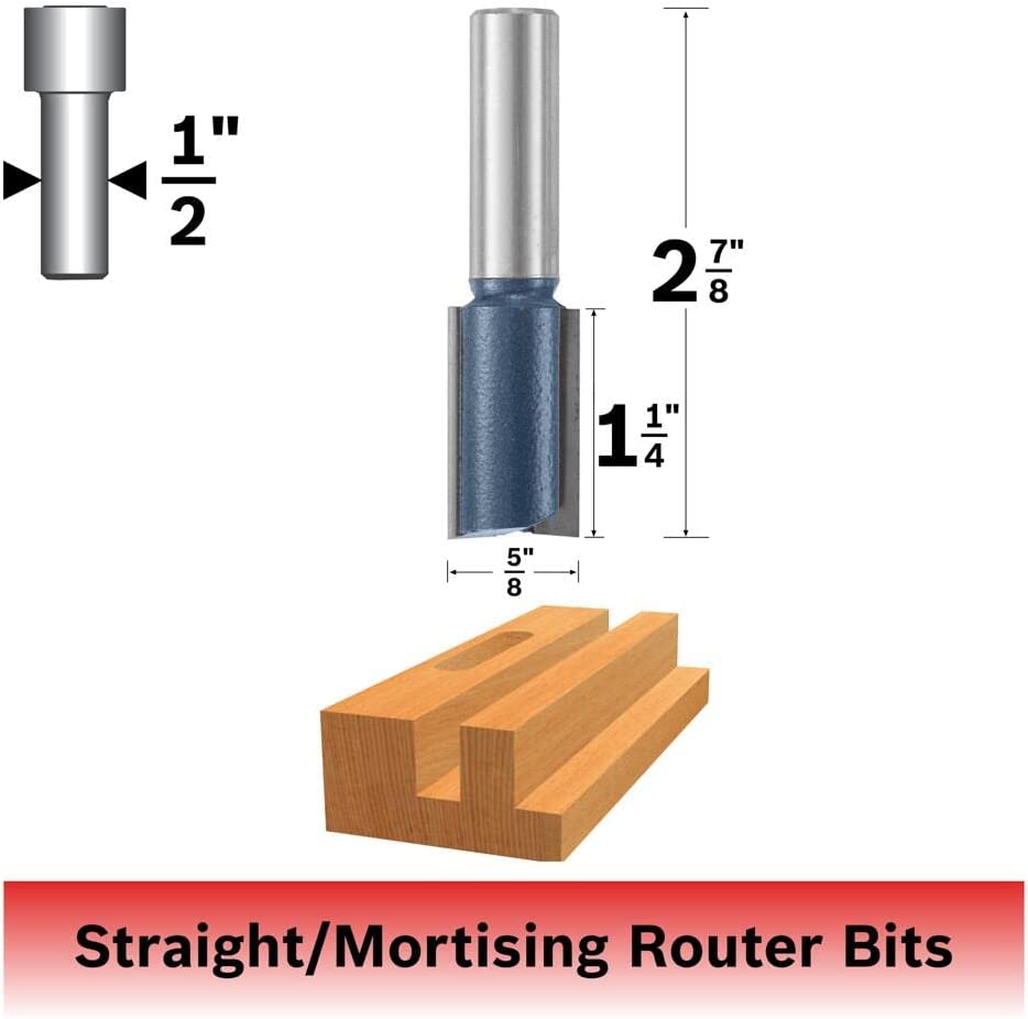 Bosch 85454M 5/8 In. X 1-1/4 In. Carbide Tipped 2-Flute Straight Bit