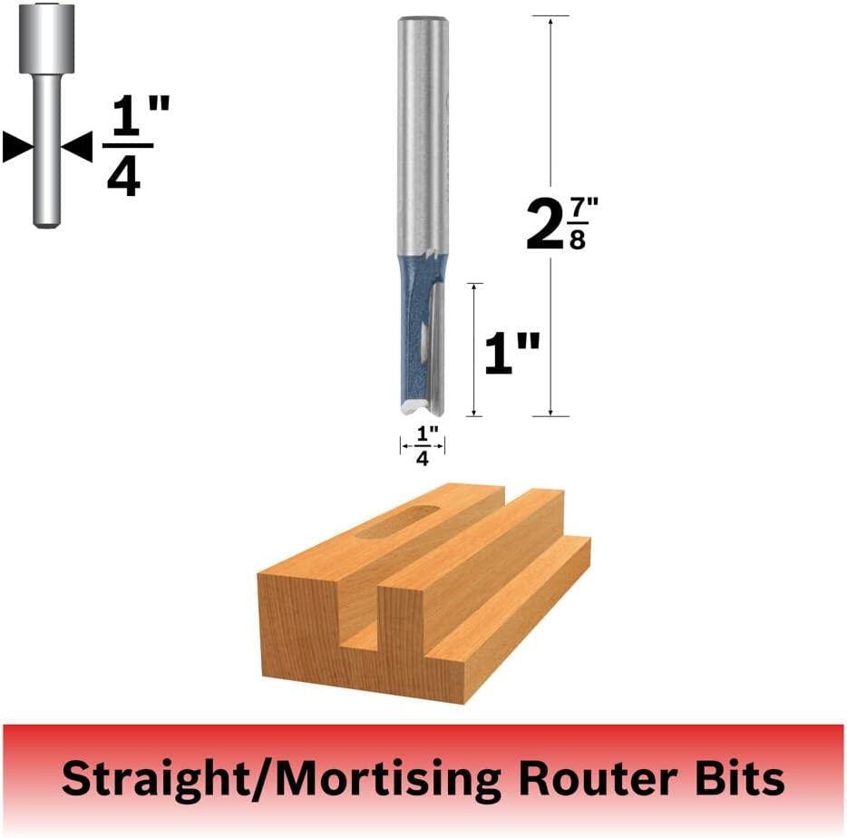 Bosch 85459M 1/4 In. X 1 In. Carbide Tipped 2-Flute Straight Bit