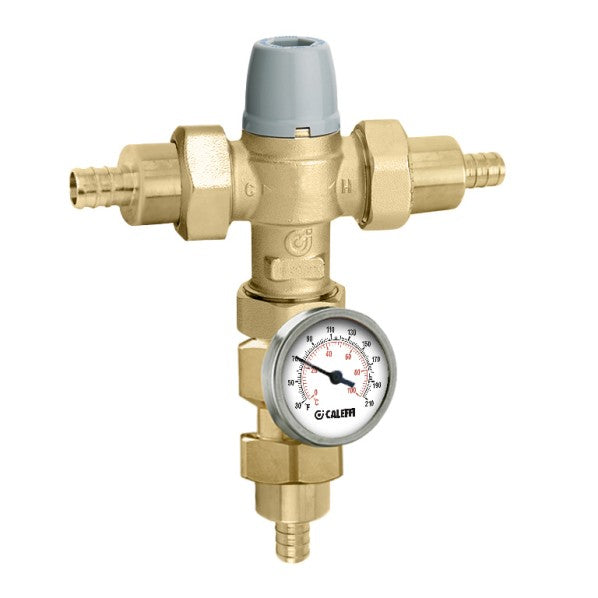 Caleffi 521347A 002 TubMixer™ 1/2" PEX crimp ASSE 1070 Anti-Scald W/ Temp Gauge