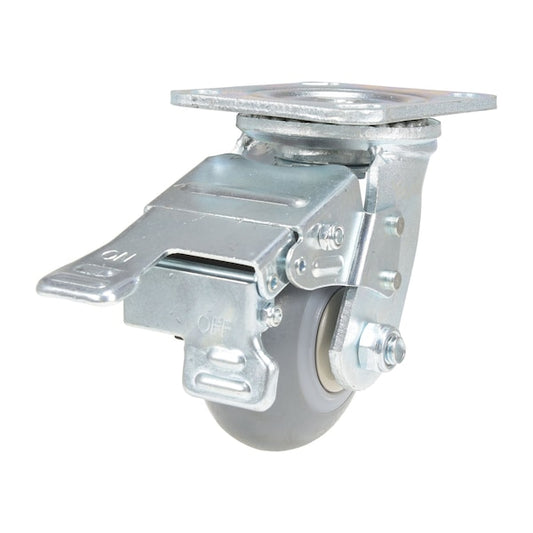 Vestil CST-VE-4X2TPR-SWTB Thermoplastic Rubber Swivel With Total Brake Caster 4 In. x 2 In. 485 lb Light Gray