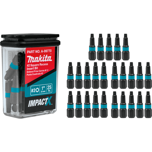 Makita A-99770 ImpactX, #2 Square Recess 1³ Insert Bit, 25/pk