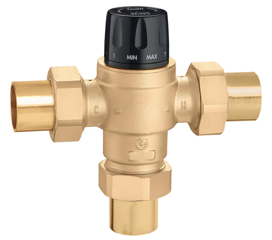 Caleffi 523168A MixCal+™ High Flow 3-Way Mixing Valve 1" Sweat-ASSE 1017