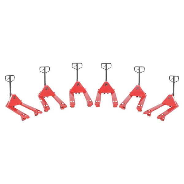 Vestil PM5-2742-6PKG Steel Full Featured Pallet Trucks, 27''x42'' 5,500 Lb. Capacity Red, 6PK