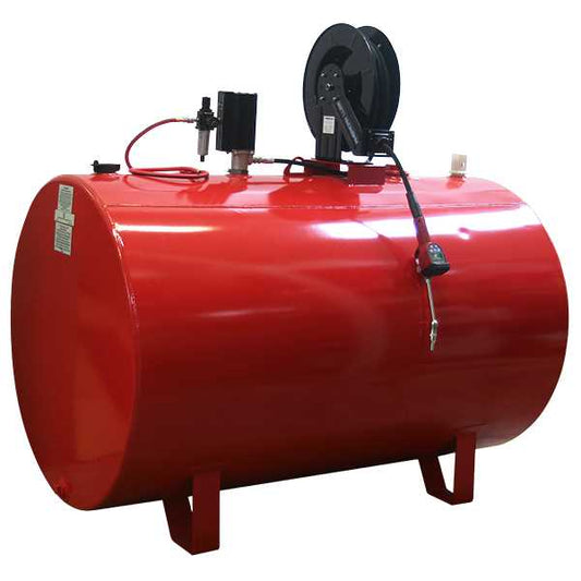 American Lube 525RND-R33D 525-Gallon Single-Wall Horizontal Round Tank Package