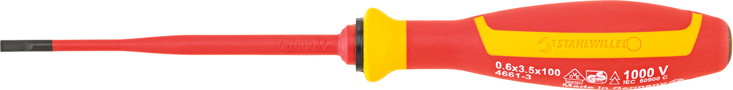 Stahlwille 46613035 4661 VDE 3 SCHLITZSCHRAUBENDREHER 3,5 Vde Slotted Screwdriver Drall+