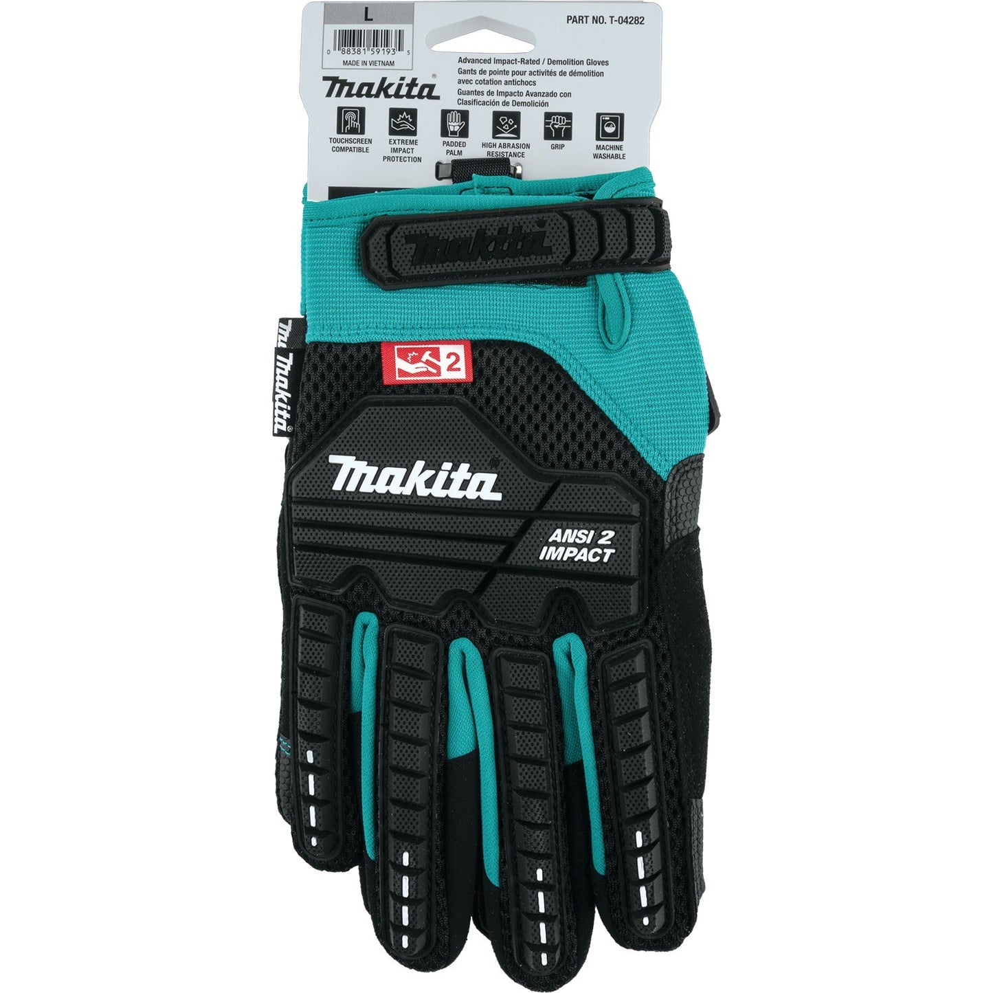 Makita T-04282 Advanced ANSI 2 Impact‘Rated Demolition Gloves (Large)