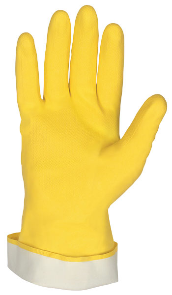 MCR Safety 5290P Long Flock Lined Latex Rubber Gloves 18 mil Thickness 12 Inch Length Industry Standard Grade Polybagged by the Pair (1 DZ)