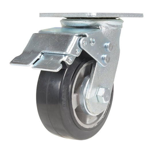 Vestil CST-VE-5X2MRA-SWTB Rubber Swivel With Total Brake Caster 5 In. Diameter x 2 In. Width 661 lb Dark Black/Gold