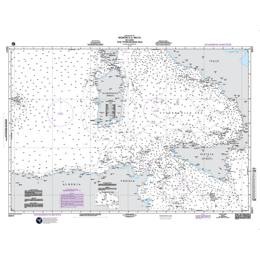 Paradise Clay NGA_53011 NGA Chart Menorca to Malta including the Tyrrhenian Sea
