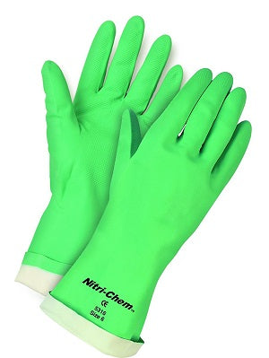 MCR Safety 5316 Nitri-Chem™ Flock Lined Green Nitrile Gloves Industrial Grade 13 Inches in Length 15 mil Thickness (1 DZ)