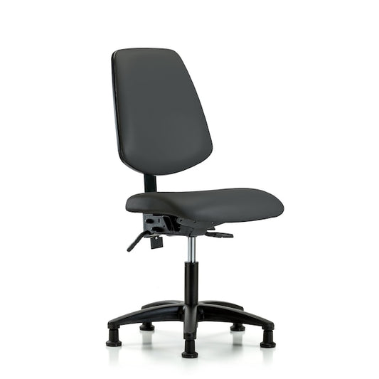 Blue Ridge Ergonomics VMBSO-RG-BF-RG-8584 Rutledge Vinyl Stool without Back - Medium Bench Height with Black Foot Ring & Stationary Glides in Taupe Trailblazer™ Vinyl