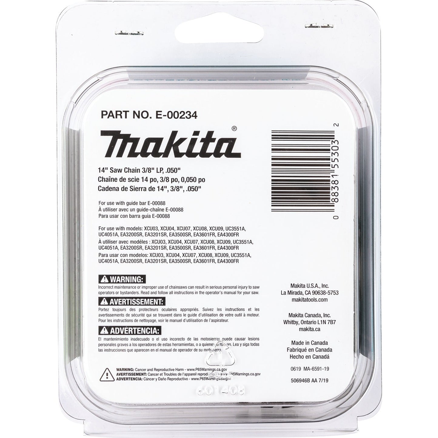 Makita E-00234 14" Saw Chain, 3/8" LP, .050"