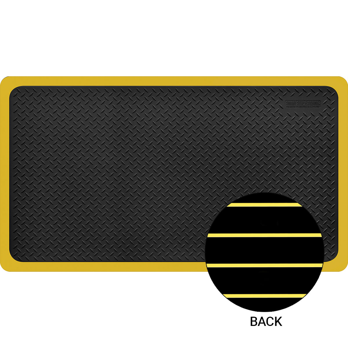 Smart Step 53MXBLKY Maxum Dual Performance Series, 57" x 32" x 3/4", Black w/ Yellow Border