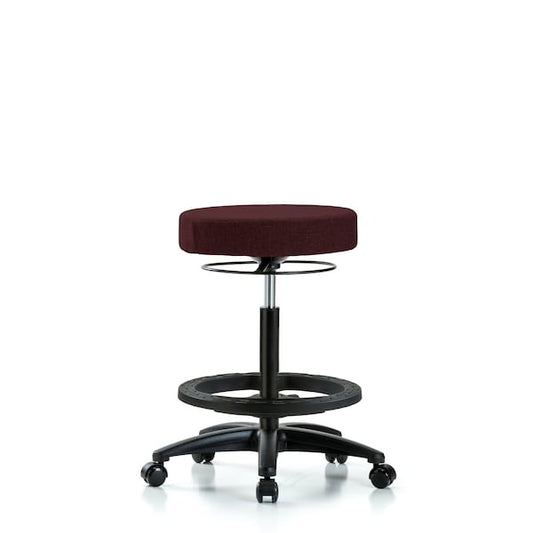 Blue Ridge Ergonomics FMBCH-MB-RG-T0-A0-CF-RC-F41 Rutledge Fabric Chair - Medium Bench Height with Medium Back, Chrome Foot Ring, & Casters in Burgundy Fabric