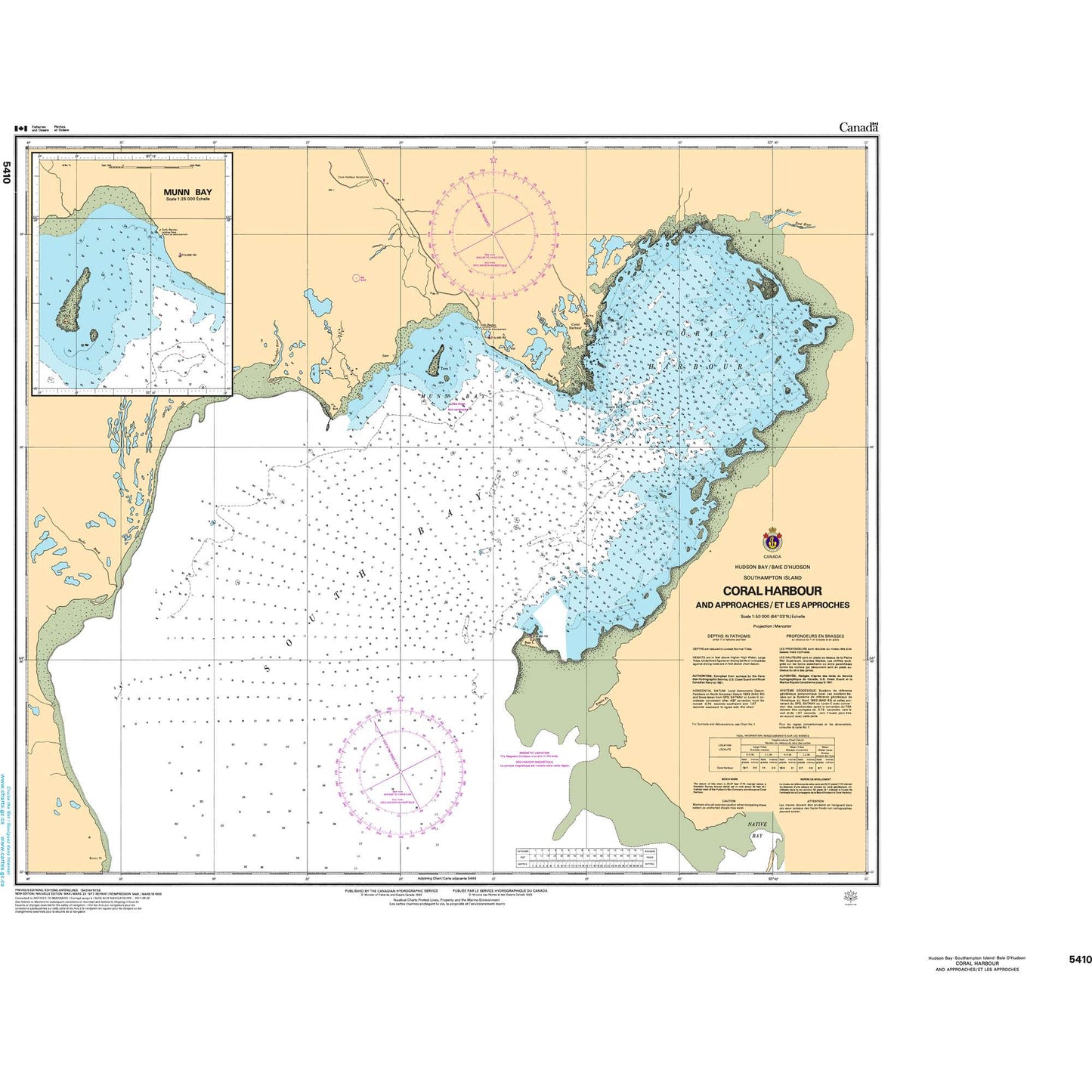 Paradise Clay CAN5410 CHS Chart Coral Harbour and Approaches/et les approches