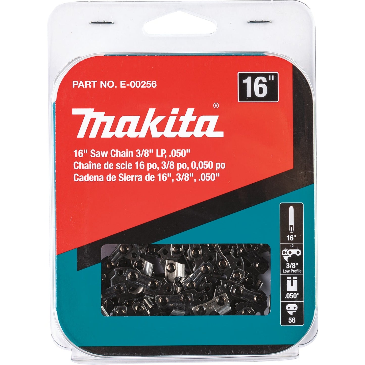 Makita E-00256 16" Saw Chain, 3/8" LP, .050"